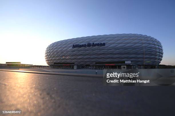 General view outside the stadium ahead of the UEFA Champions League round of 16 second leg match between FC Bayern Muenchen and Chelsea FC at Allianz...