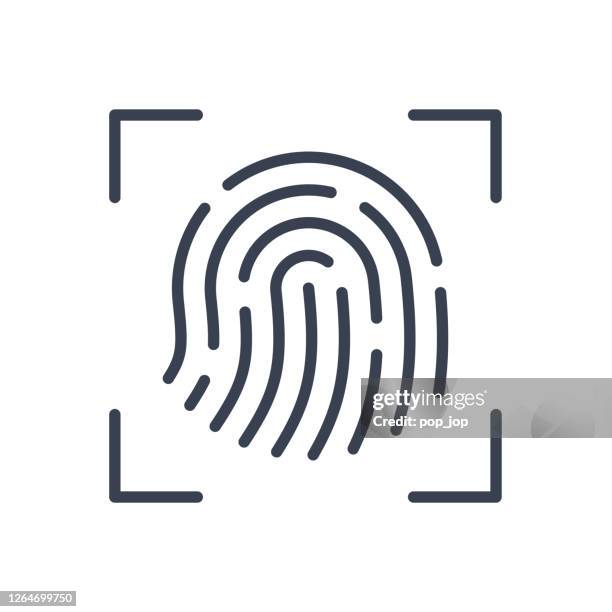 ilustraciones, imágenes clip art, dibujos animados e iconos de stock de icono vectorial de reconocimiento de huellas dactilares - facial recognition technology