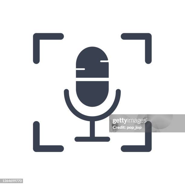 ilustraciones, imágenes clip art, dibujos animados e iconos de stock de icono vectorial de reconocimiento de voz - facial recognition technology