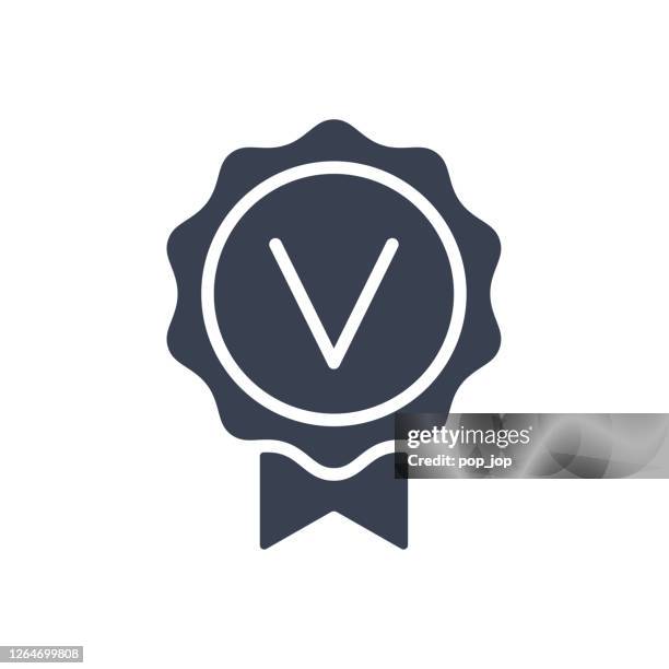 validity approved medal vector icon - receiving certificate stock illustrations