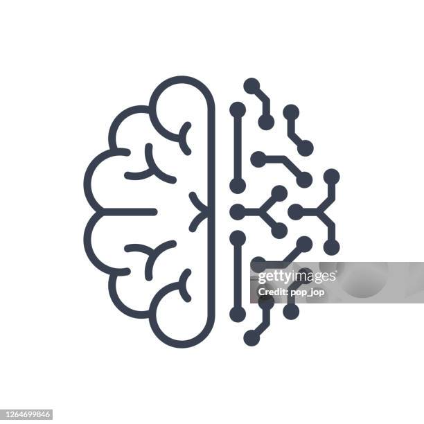 machine learning and artificial intelligence vector icon - artificial intelligence brain stock illustrations