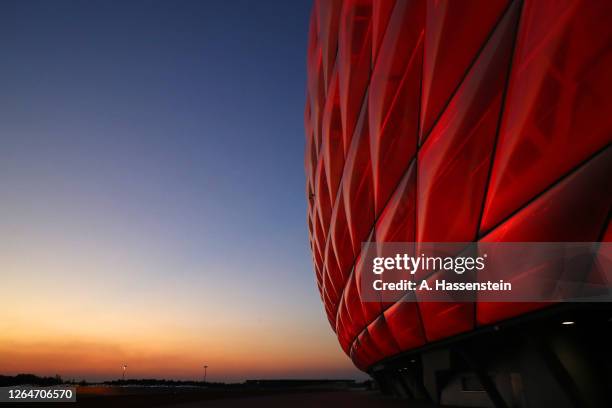 General view outside the stadion ahead the UEFA Champions League round of 16 second leg match between FC Bayern Muenchen and Chelsea FC at Allianz...