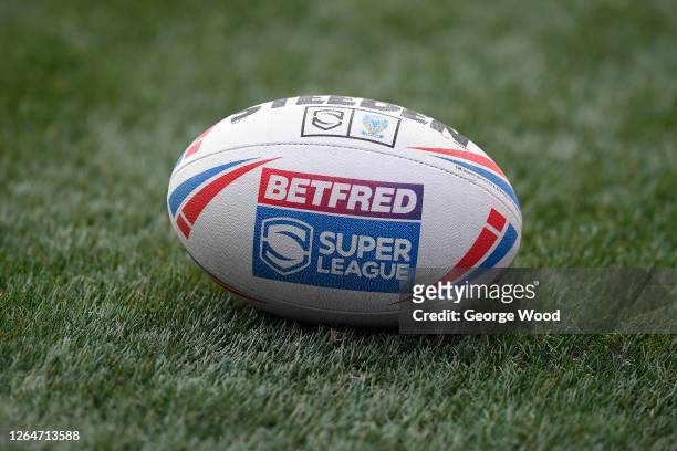 General view of the official match ball of the Betfred Super League during the Betfred Super League match between Warrington Wolves and Hull Kingston...