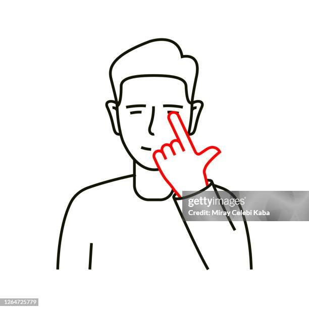 don't touch eyes line icon - flu mist stock illustrations