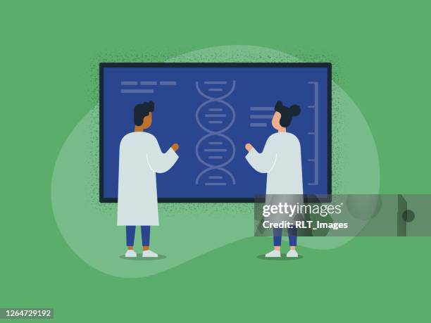 illustration of two medical researchers - med students stock illustrations