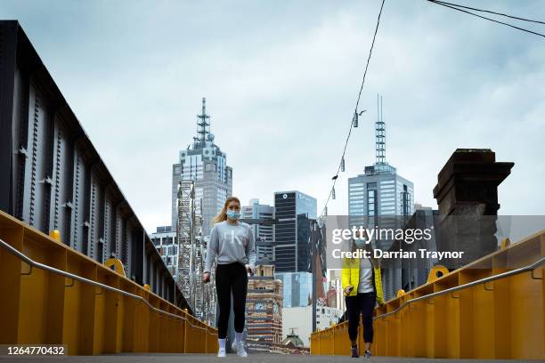 Very quiet Southbank is seen on August 09, 2020 in Melbourne, Australia. Protesters face fines and arrest for breaching the Chief Health Officer's...