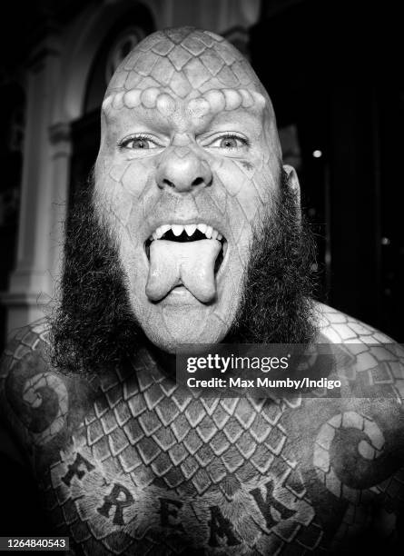 Erik Sprague 'The Lizardman' attends the opening of 'Ripley's Believe It or Not!' Museum on September 3, 2008 in London, England.