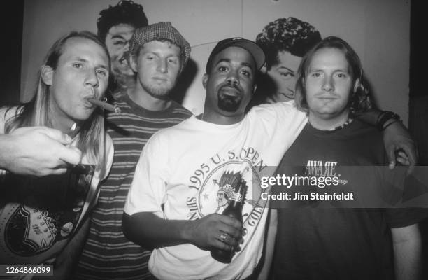 Rock band Hootie and the Blowfish pose for a portrait at The Cabooze bar in Minneapolis, Minnesota on August 1, 1995.