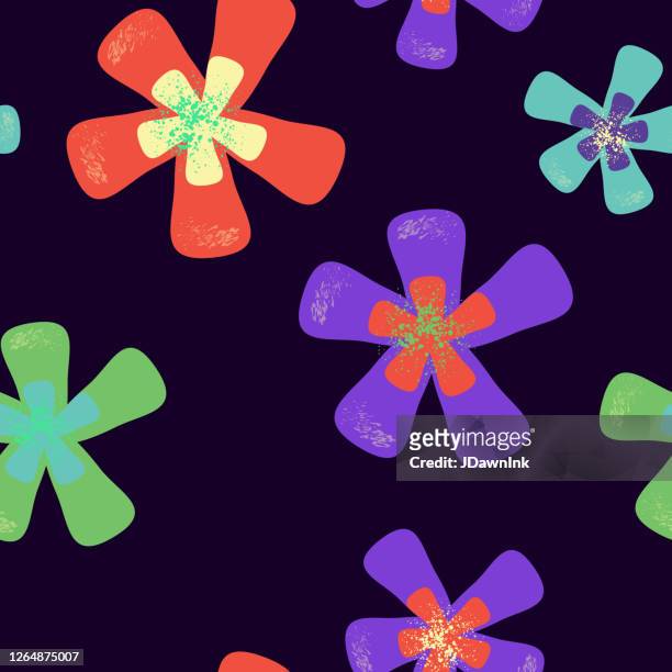 hawaiian tiki flowers seamless pattern background design - tiki stock illustrations