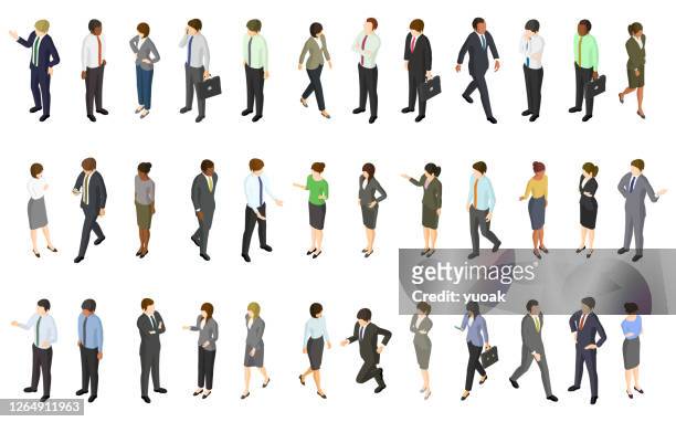 set of isometric business people - ethnicity infographic stock illustrations