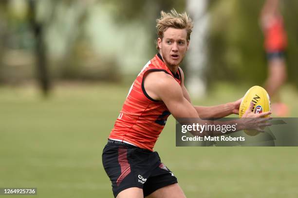 Darcy Parish during an Essendon Bombers AFL training session at Metricon Stadium on August 10, 2020 in Gold Coast, Australia.