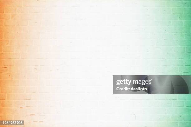 brick wall textured grunge vector tricolour faded backgrounds with three vertical  bands in light orange or saffron, white and green colours - august background stock illustrations