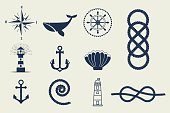 Nautical symbols and icons vector illustration