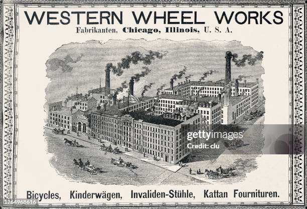 ad for western wheel works, chicago - old advertisement stock illustrations