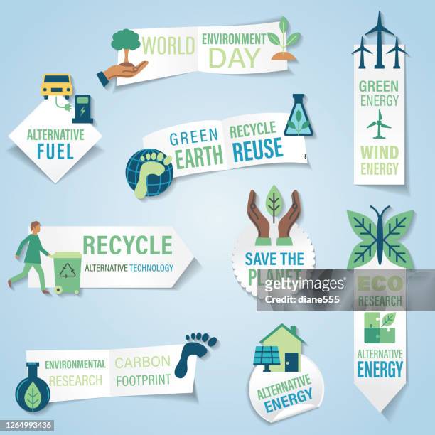 ilustrações, clipart, desenhos animados e ícones de adesivo de banner do ambiente - recycling