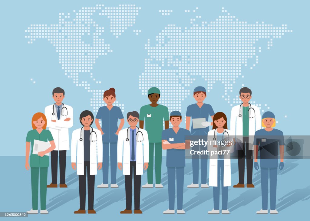 Many Doctor Vector Group Of Doctors And Medical Staff In The World Stock Illustration High ...