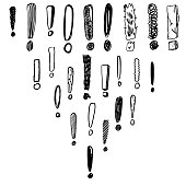 Set of hand drawn exclamation marks. doodle exclamation points set. vector illustration.