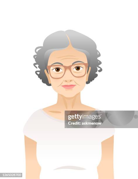 elderly man and woman in white t-shirts - over 80 stock illustrations