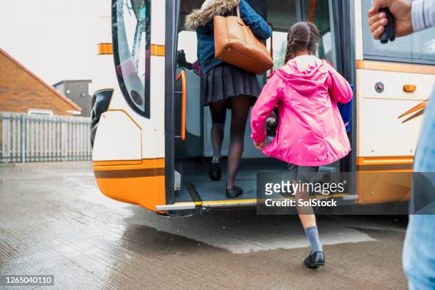 let's get on the bus! - bus uk stock pictures, royalty-free photos & images