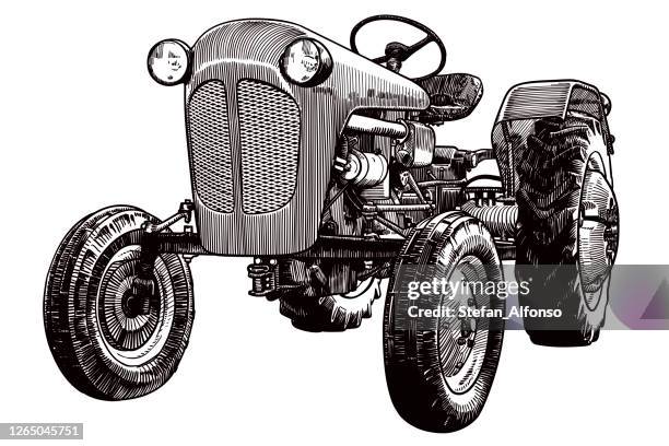 vector drawing of an old tractor - tractor stock illustrations