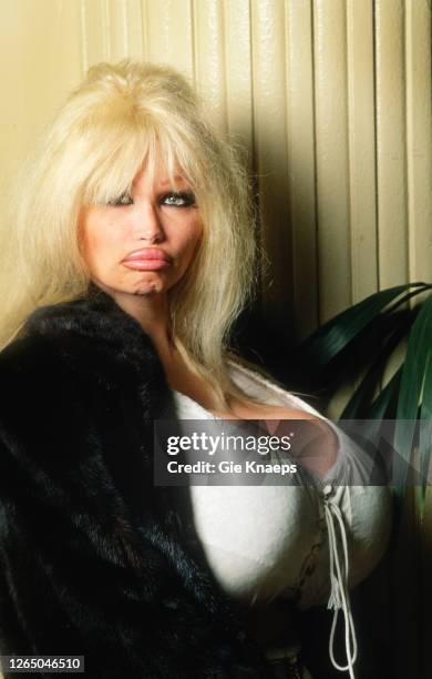 Studio portrait of Lolo Ferrari, Astoria Hotel, Brussels, Belgium, 20 March 1996.