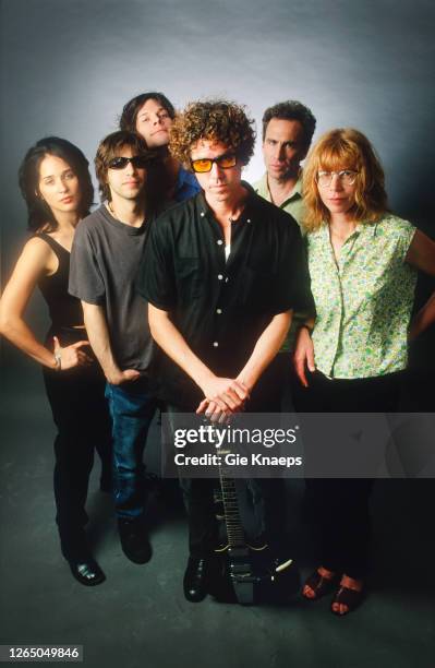 Studio portrait of The Jayhawks, Gary Louris, Marc Perlman, Tim O'Reagan, Karen Grotberg, Kraig Johnson, Jessy Greene, Vooruit, Gent, Belgium, 5 June...