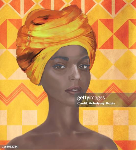 picturesque portrait of a girl of african type falashi - ethiopian models women stock illustrations