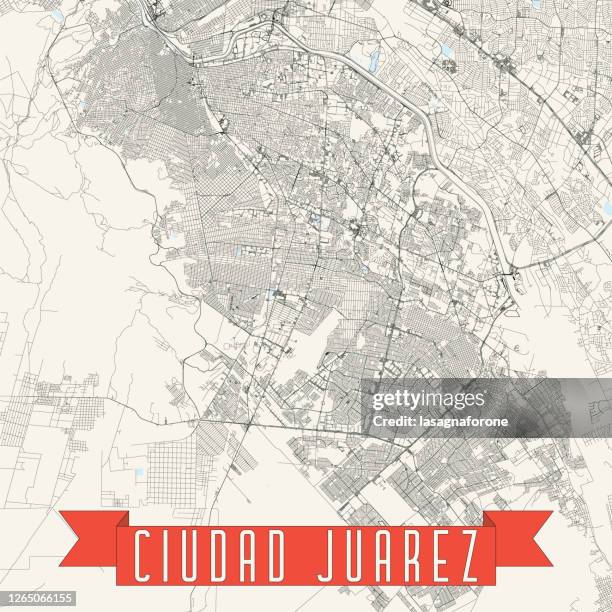 ciudad juarez, mexiko vektorkarte - aerial desert stock-grafiken, -clipart, -cartoons und -symbole