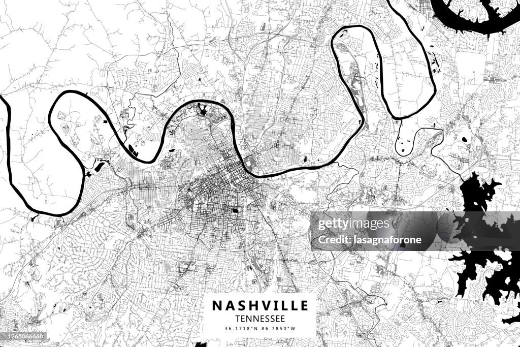 Mappa vettoriale di Nashville, Tennessee, USA