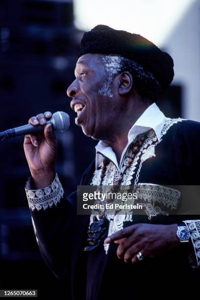Eddie Jefferson performs during the Berkeley Jazz Festival at the Greek Theatre in Berkeley, California on May 28, 1978.