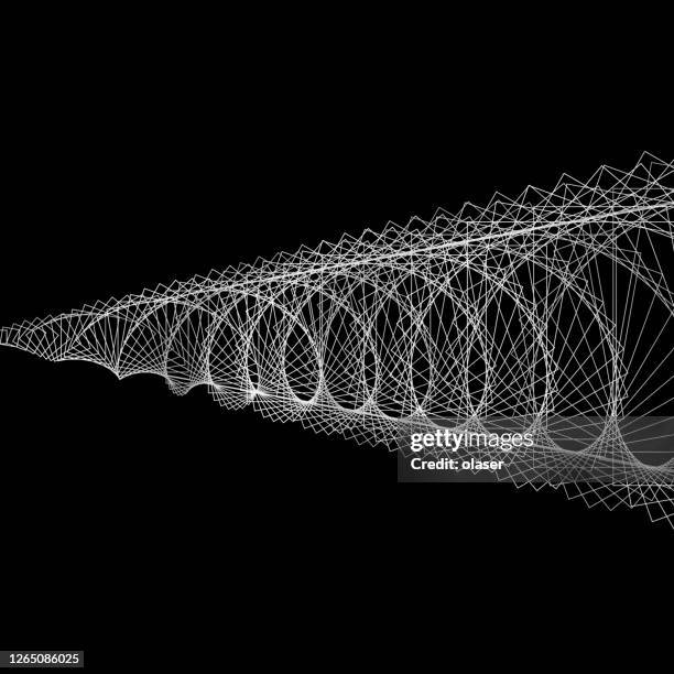 gradientenumriss des quadratischen fliegens und wachsender querhintergrund - 3d wireframe stock-grafiken, -clipart, -cartoons und -symbole