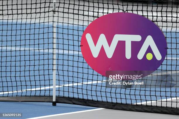 General view of the WTA logo on the net during the Top Seed Open - Day 1 at the Top Seed Tennis Club on August 10, 2020 in Lexington, Kentucky.