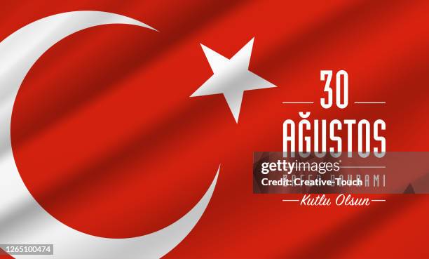 ilustraciones, imágenes clip art, dibujos animados e iconos de stock de 30 de agosto, día de la victoria turquía - bandera turca