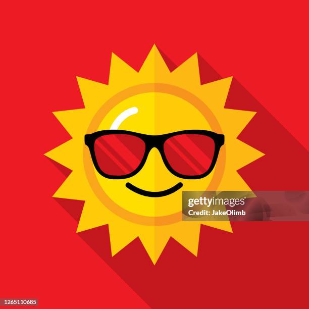 ilustraciones, imágenes clip art, dibujos animados e iconos de stock de gafas de sol sun icon flat - heat wave