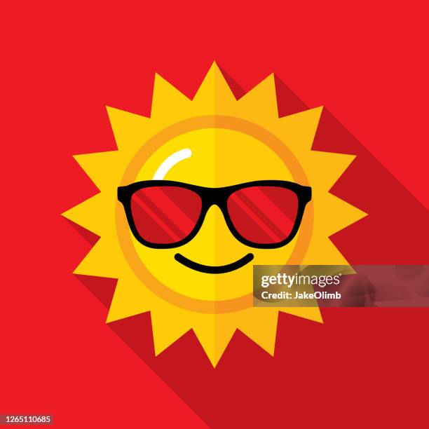 ilustrações de stock, clip art, desenhos animados e ícones de sunglasses sun icon flat - cartoon hot