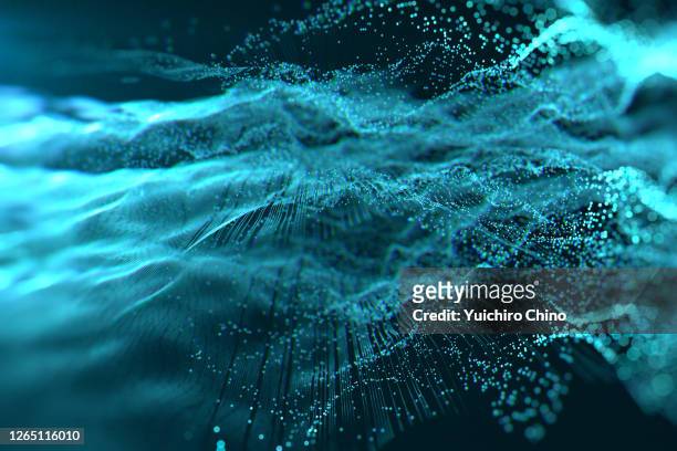 digital data of particle wave - japan wave pattern stock pictures, royalty-free photos & images