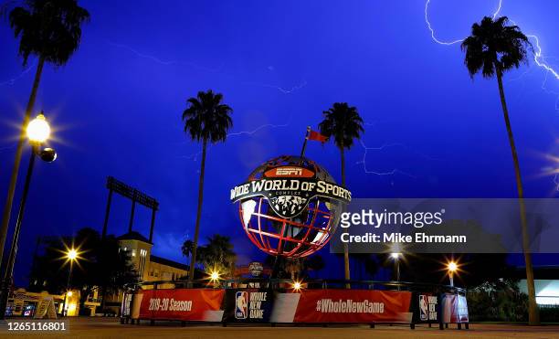 View of ESPN Wide World Of Sports Complex during a lightning storm following a game between the Phoenix Suns and Milwaukee Bucks at The Field House...