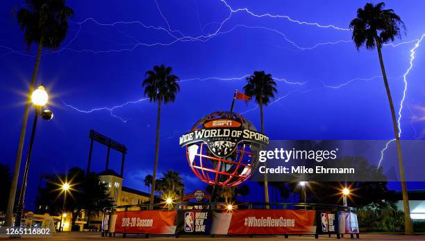 View of ESPN Wide World Of Sports Complex during a lightning storm following a game between the Phoenix Suns and Milwaukee Bucks at The Field House...