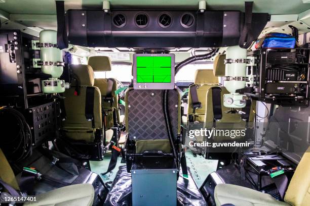 interıor of bmc vuran 4x4 armored vehicle - military land vehicle stock pictures, royalty-free photos & images