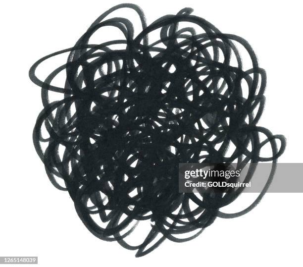 ilustrações de stock, clip art, desenhos animados e ícones de tumbleweed painted by black marker pen on white paper background  - multi layered composition of uneven messy lines looped into a ball  - abstract vector stock illustration drawing by hand - desarrumação