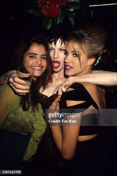 Helena Chrsitiansen, Kristen McMenamy and Emma Sjoberg attend a Venus de La Mode Awards Cocktail Party at the Bains Douches during a A Paris Fashion...