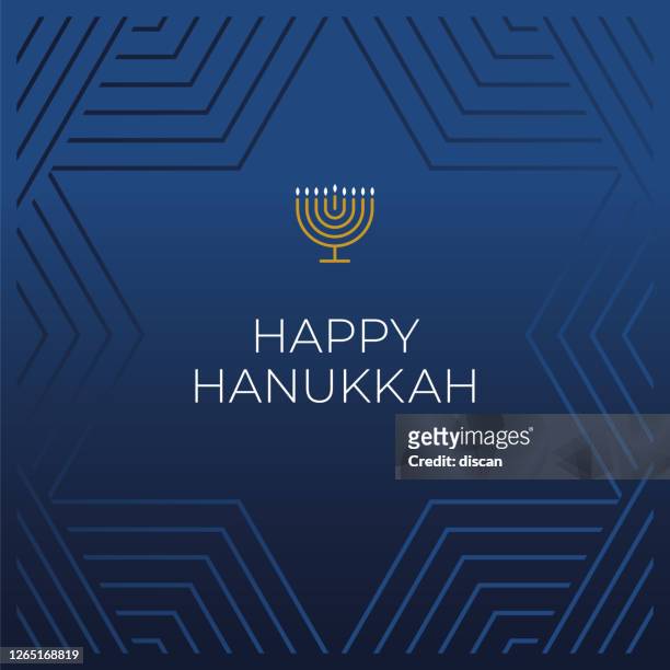 illustrazioni stock, clip art, cartoni animati e icone di tendenza di modello di carta happy hanukkah. - felicità