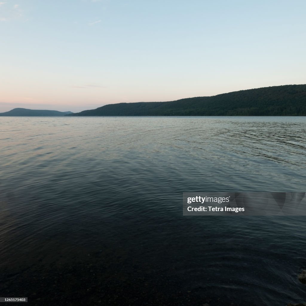 USA, Otsego Lake at dusk
