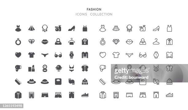 flat & outline clothing accessories fashion icons - menswear stock illustrations