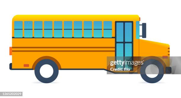 stockillustraties, clipart, cartoons en iconen met schoolbus - bus stop