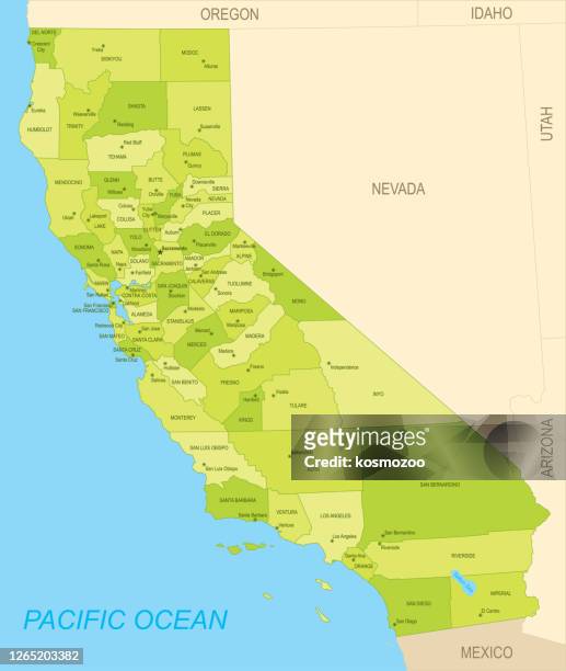 flat map of california - california outline stock illustrations