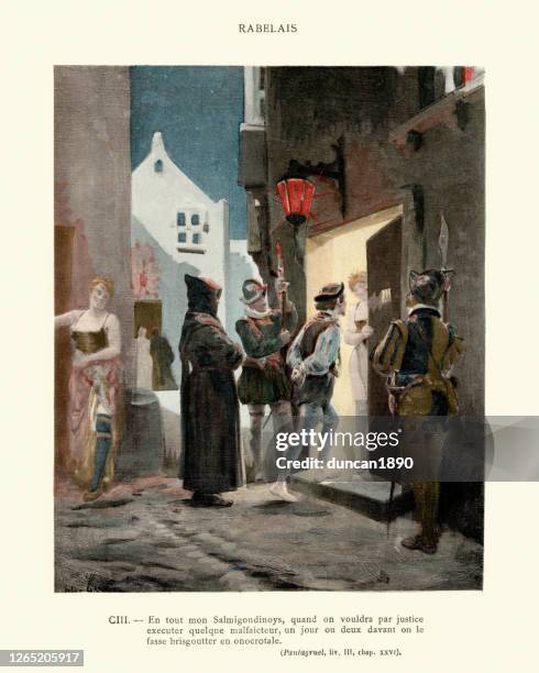 拉貝萊的潘塔格魯埃爾, 被判刑的人被帶到妓院。 - bordello 幅插畫檔、美工圖案、卡通及圖標