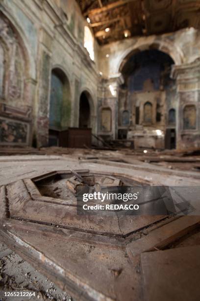 Church of the madonna del rosario. The gost town of romagnano al monte. Campania. Italy.