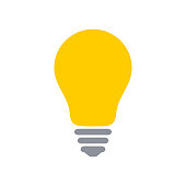 Yellow light bulb icon isolated on a white background.