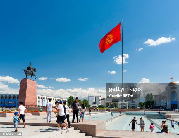 National Museum and the monument of the national hero Manas "Aykol Manas". Ala Too square in the city center. The capital Bishkek located in the...